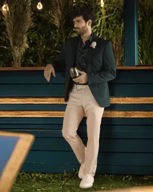 AntiStaticLayer Convertible styles Formal Dark Green Textured Blazer - Thar