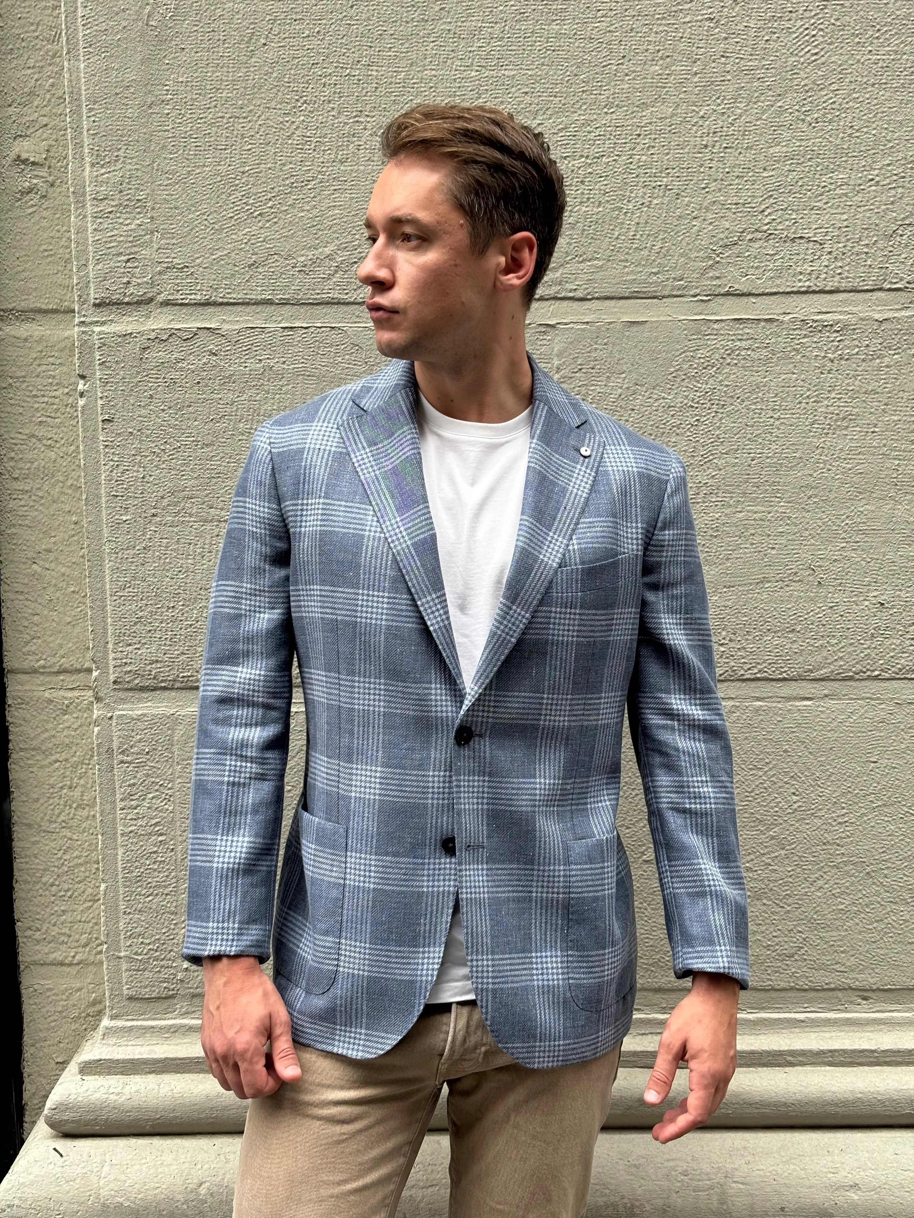 Sportcoat - Light Blue Plaid Neutral Street Style