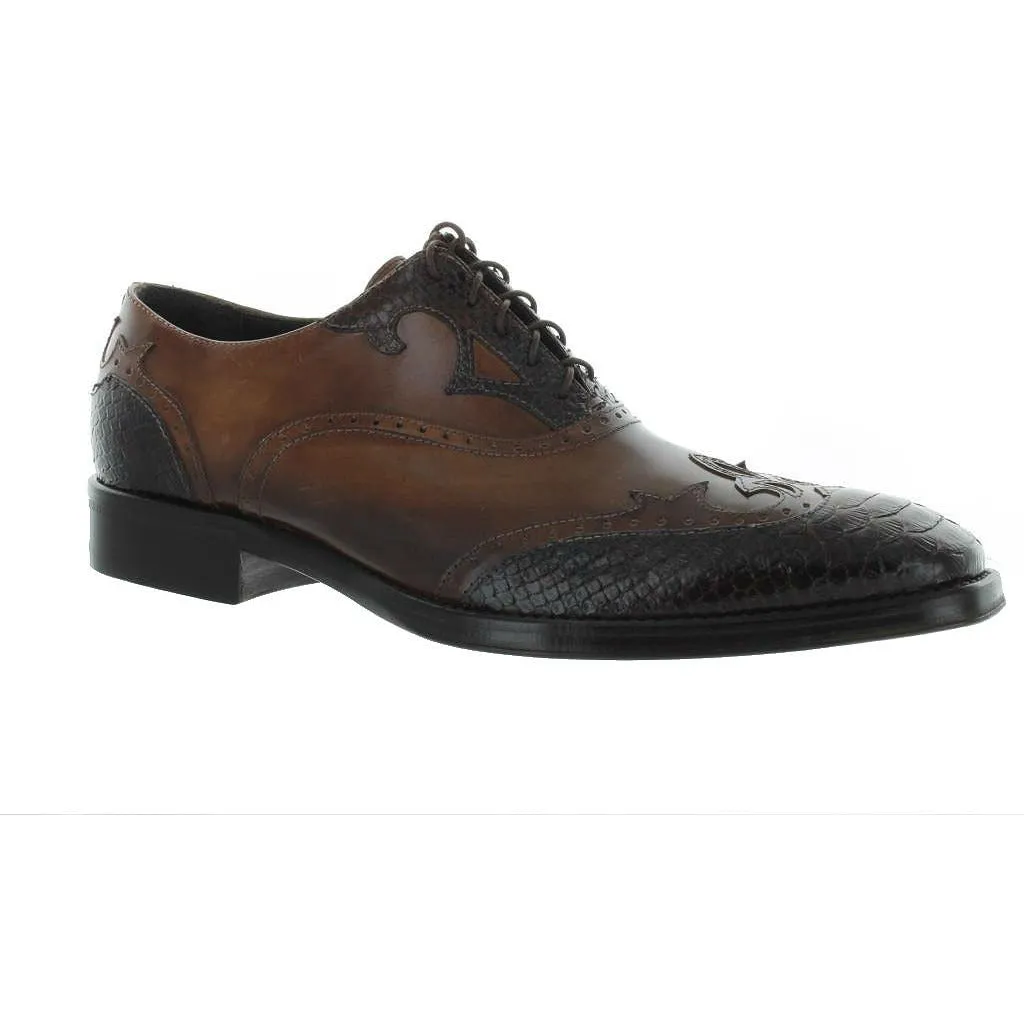 Jo Ghost Brown Python Wingtip Leather Uomo Diver Luxury Wedding