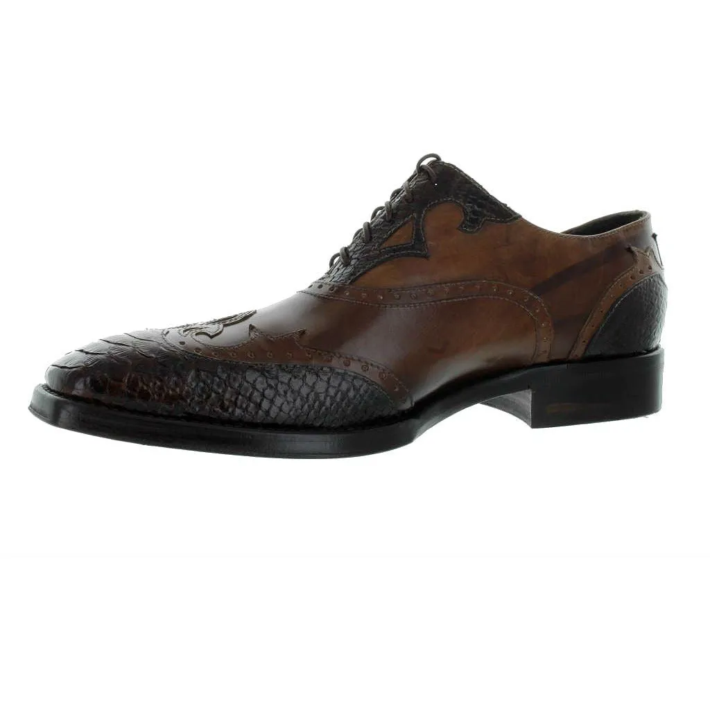 Jo Ghost Brown Python Wingtip Leather Uomo Diver Quick Steps Soft Inner Lining