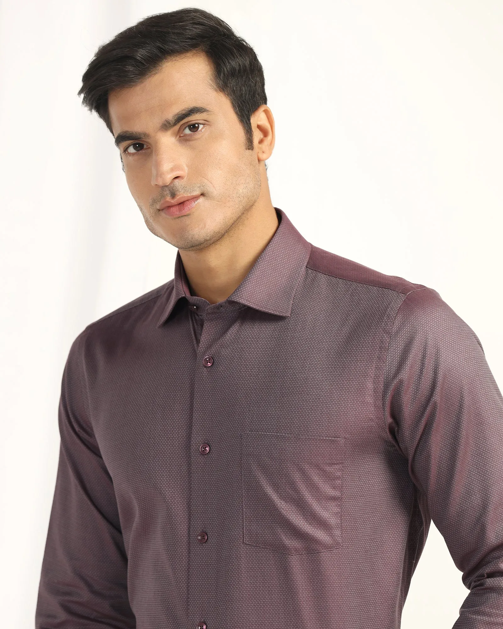 Formal Plum Textured Shirt - Punch Odorless Binding Tape
