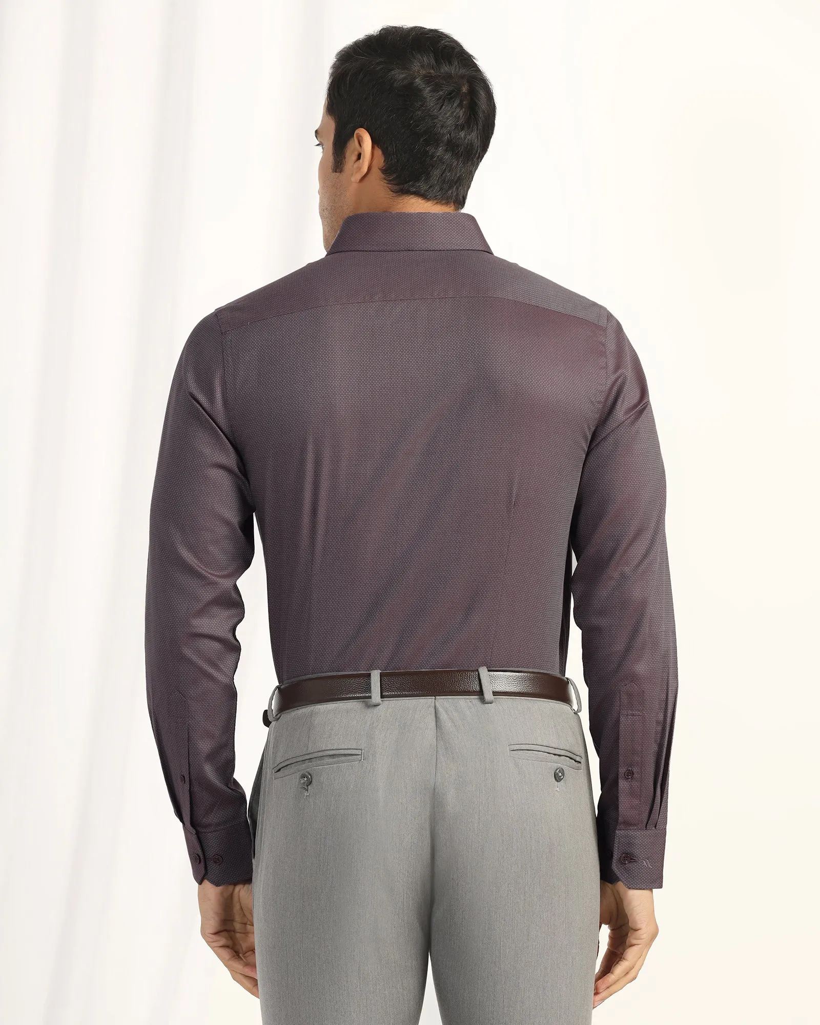 No Chafe Edging Midweight Textile Formal Plum Textured Shirt - Punch