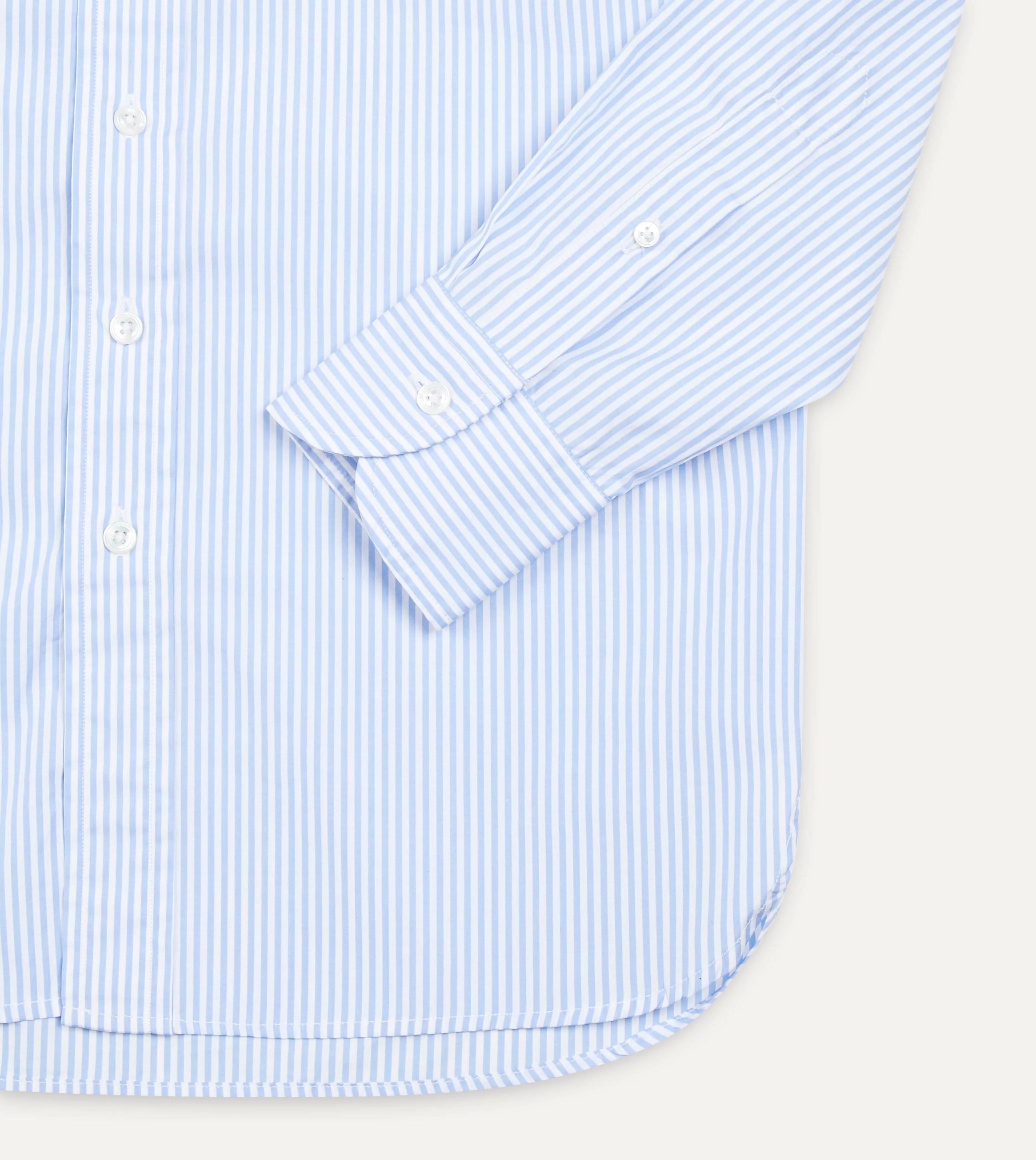 Light Blue Bengal Stripe Cotton Poplin Button-Down Shirt Abrasion Resistant Edging All-Weather Ready