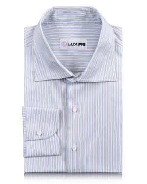 Tailored Cut Sea Island Cotton: Blue Stripes