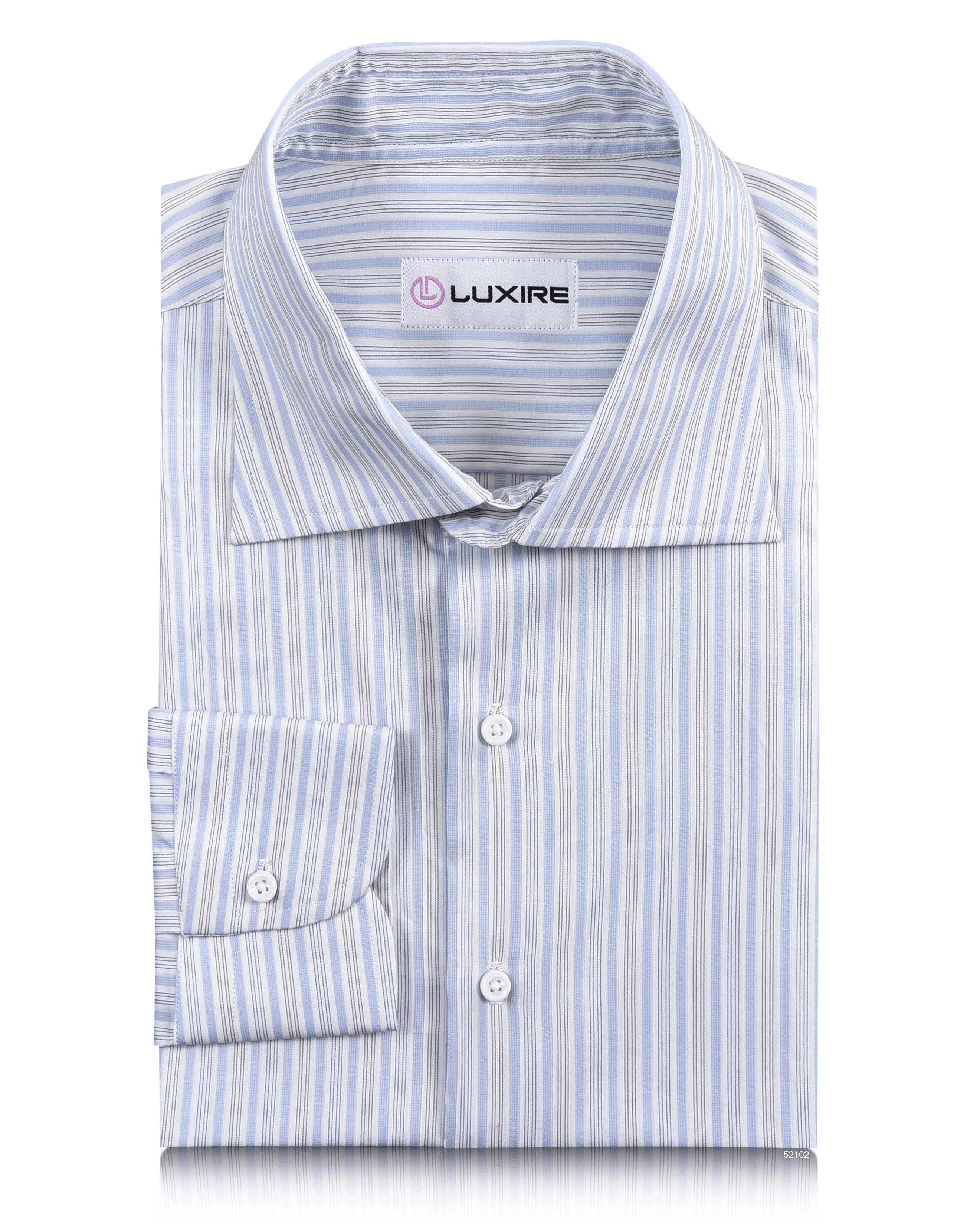 Tailored Cut Sea Island Cotton: Blue Stripes