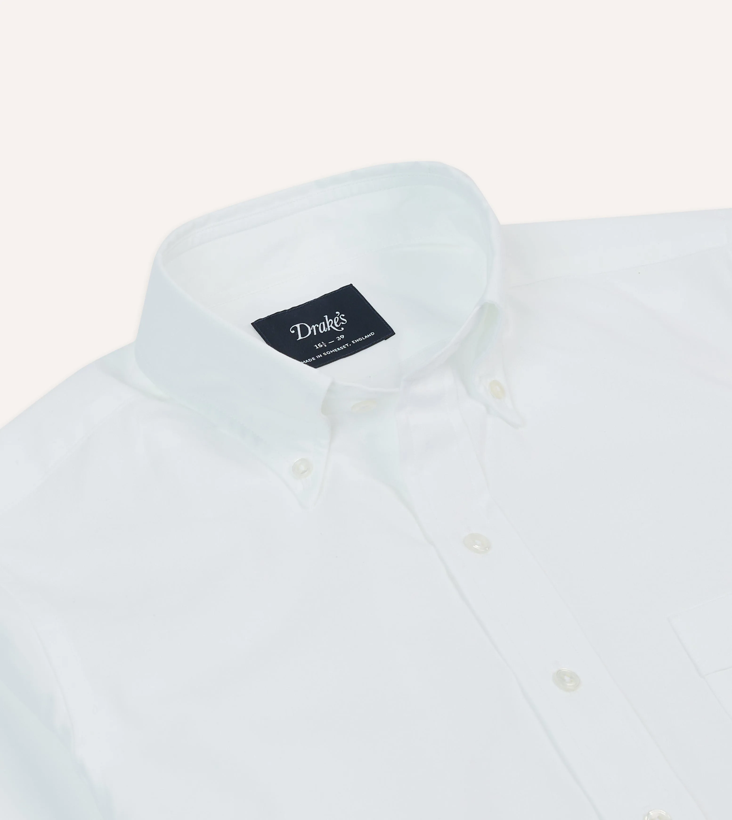 Custom Fit Non Restrictive Fit White Pinpoint Oxford Cotton Cloth Button-Down Shirt
