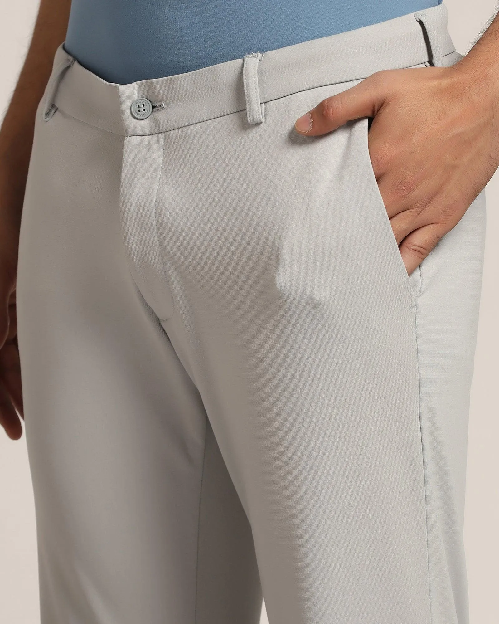 TechPro Slim Fit B-91 Casual Grey Solid Khakis - Ziea SnagFreeFabric Quick drying material