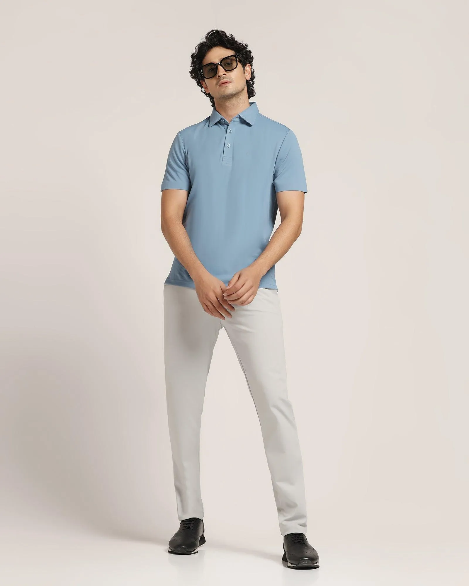 Freedom Motion TechPro Slim Fit B-91 Casual Grey Solid Khakis - Ziea