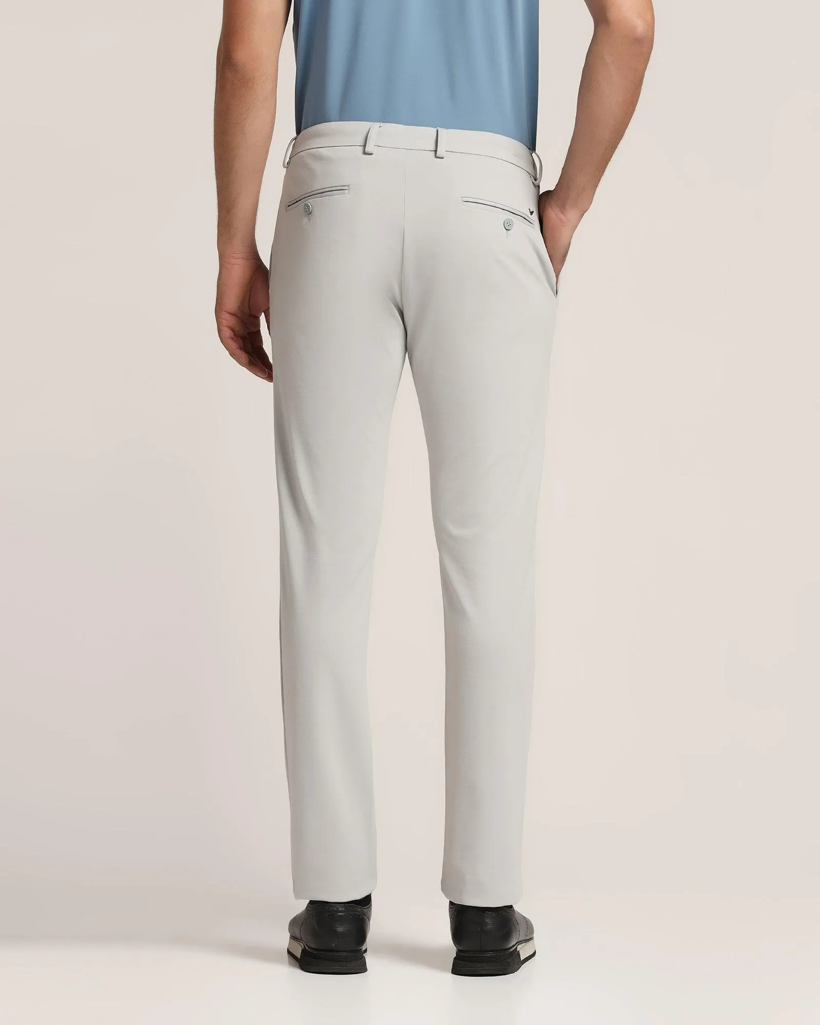 Smart Casual Sustainable Material Blend TechPro Slim Fit B-91 Casual Grey Solid Khakis - Ziea