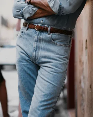 Light Stretch Tailored Silhouette Fade Washed Light Blue Jeans