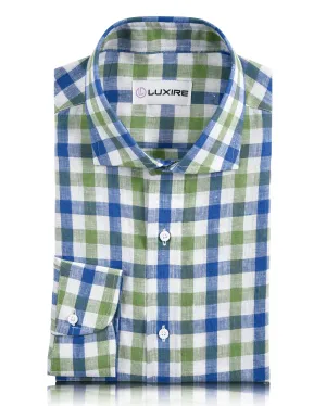 WrinkleFree Fabric WeightlessLayeringPiece Green Blue Gingham Shirt