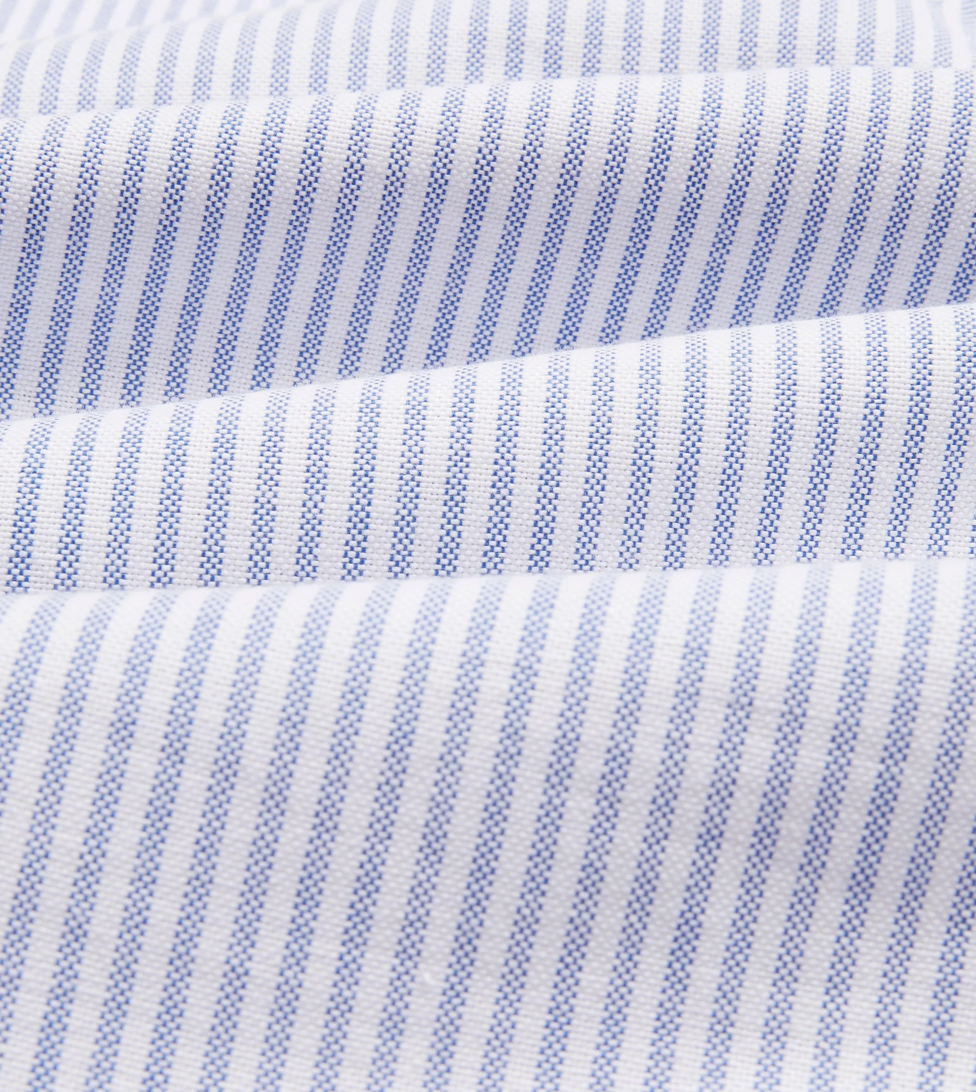 Blue Ticking Stripe Cotton Oxford Cloth Button-Down Shirt Twill Weave