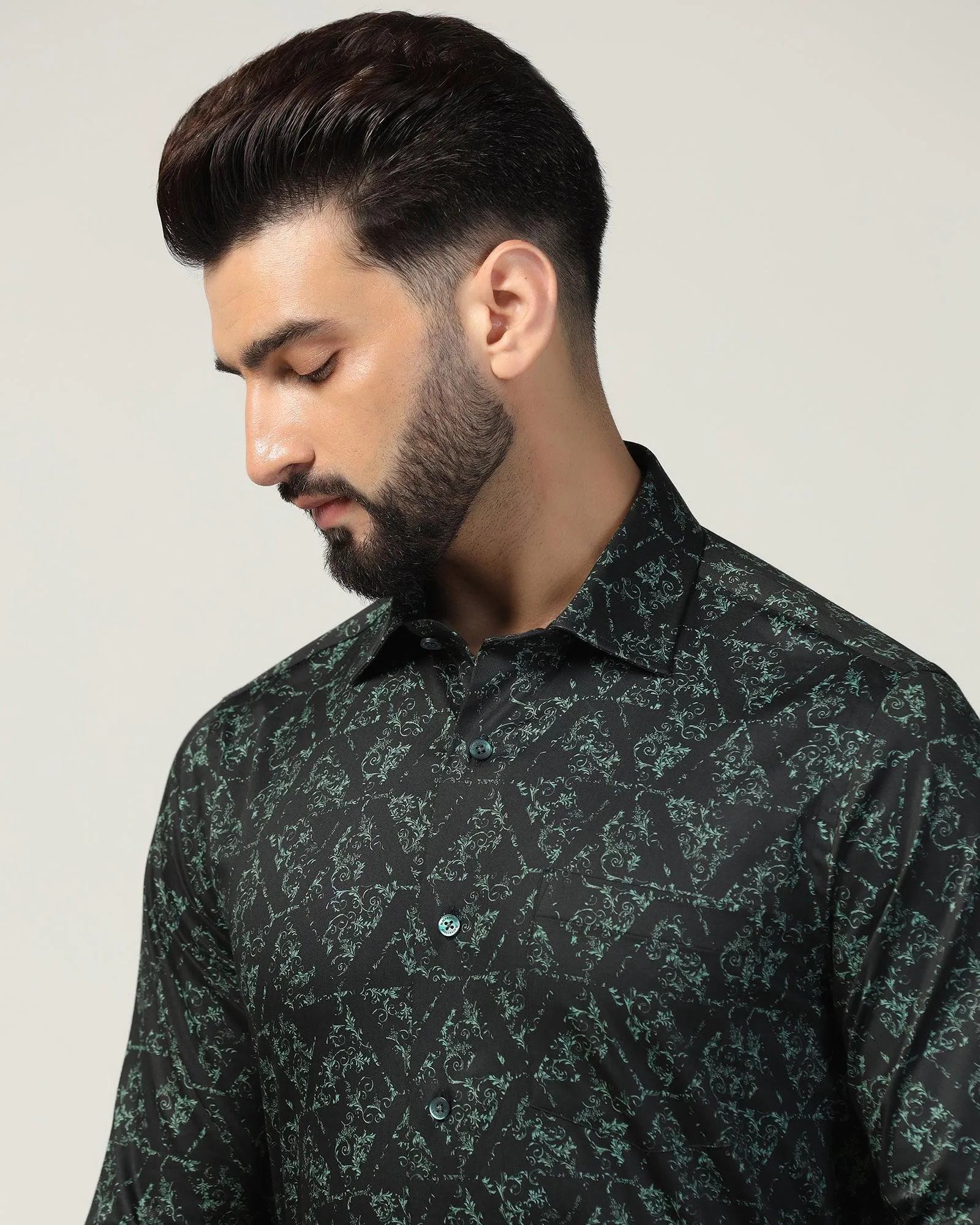 Inner Layer Formal Green Printed Shirt - Burro
