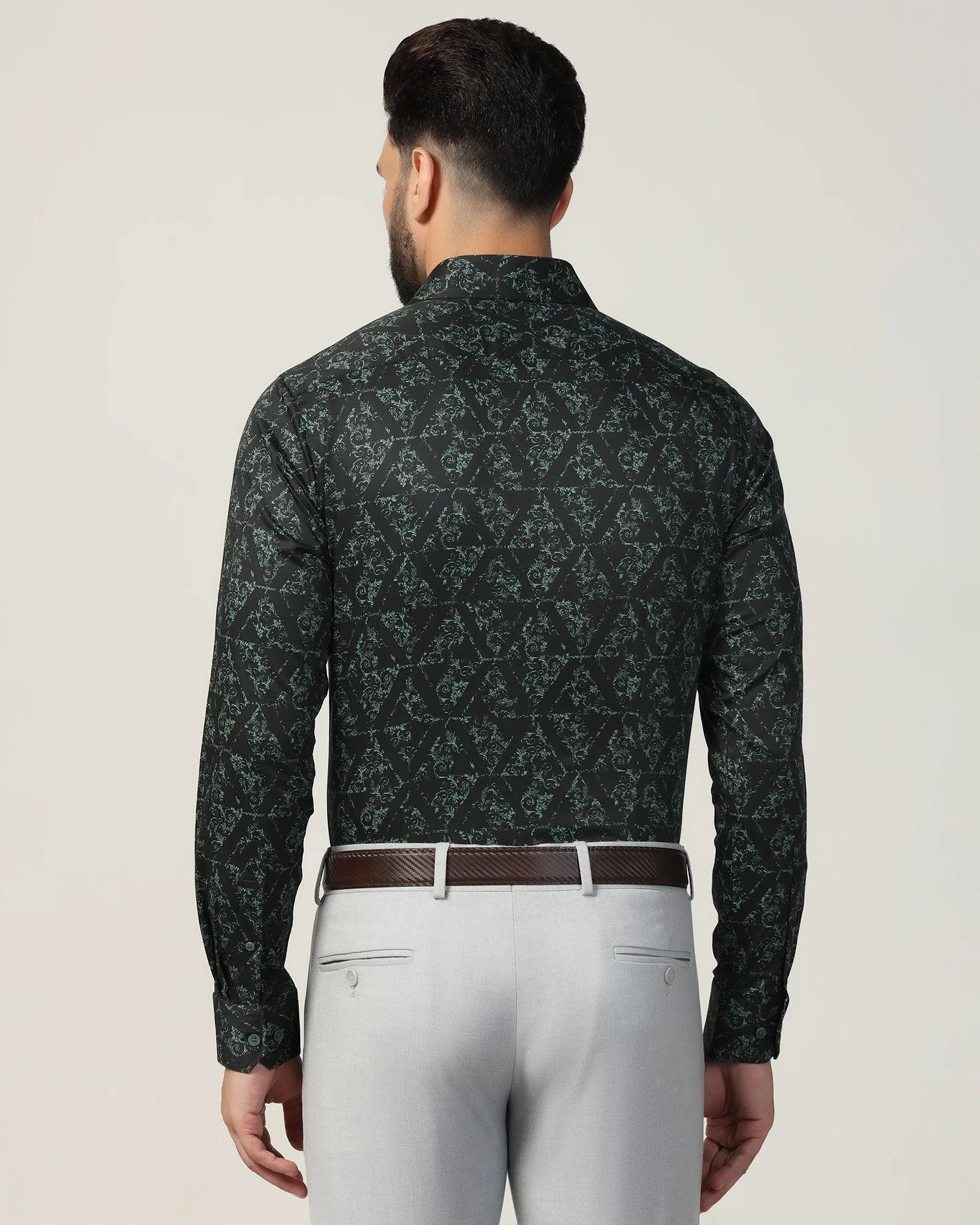 Formal Green Printed Shirt - Burro Recycled Polyester Blend