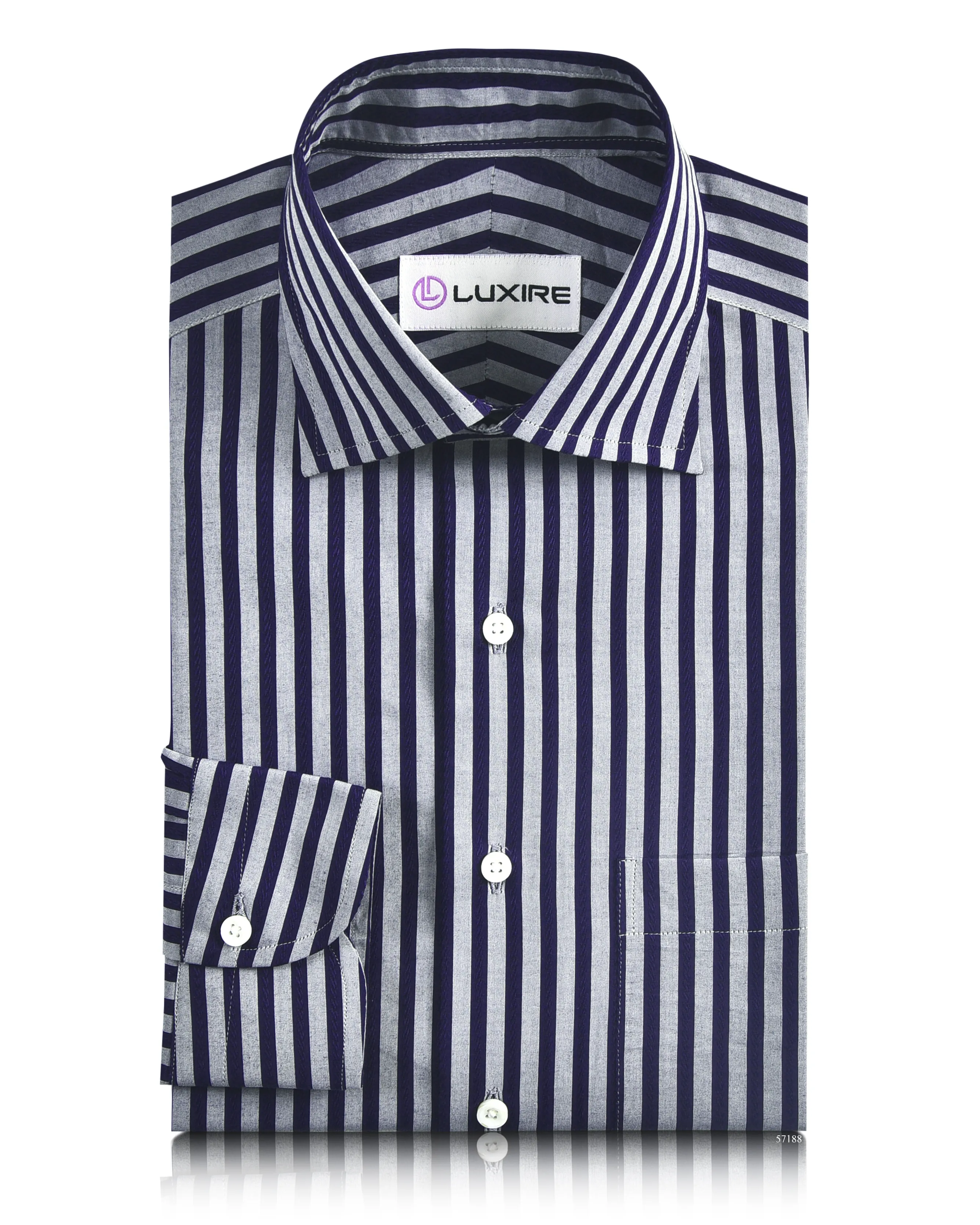 Grey Navy Bengal Stripes 120/2 Shirt Mix-And-Match