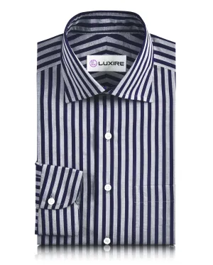 Grey Navy Bengal Stripes 120/2 Shirt Mix-And-Match