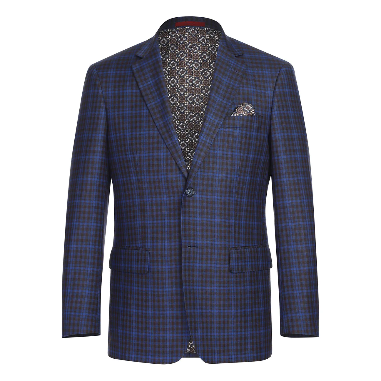 Double Layered Fabric Microfiber Blend Alessandro Vitello by Renoir New Slim Fit Blazer Blue 294-49