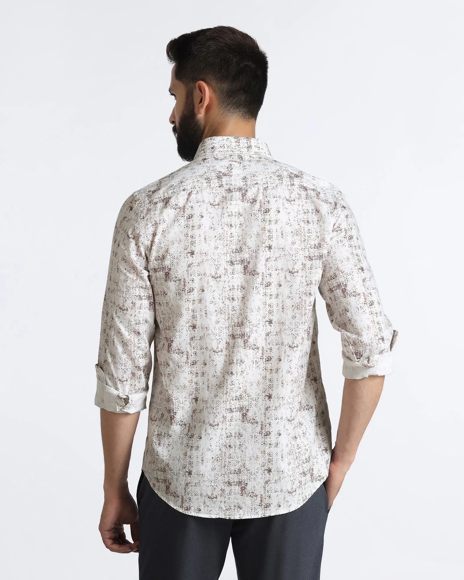 Snag Resistant Fabric Slim Silhouette Chocolate Sauce Printed Shirt - Howie