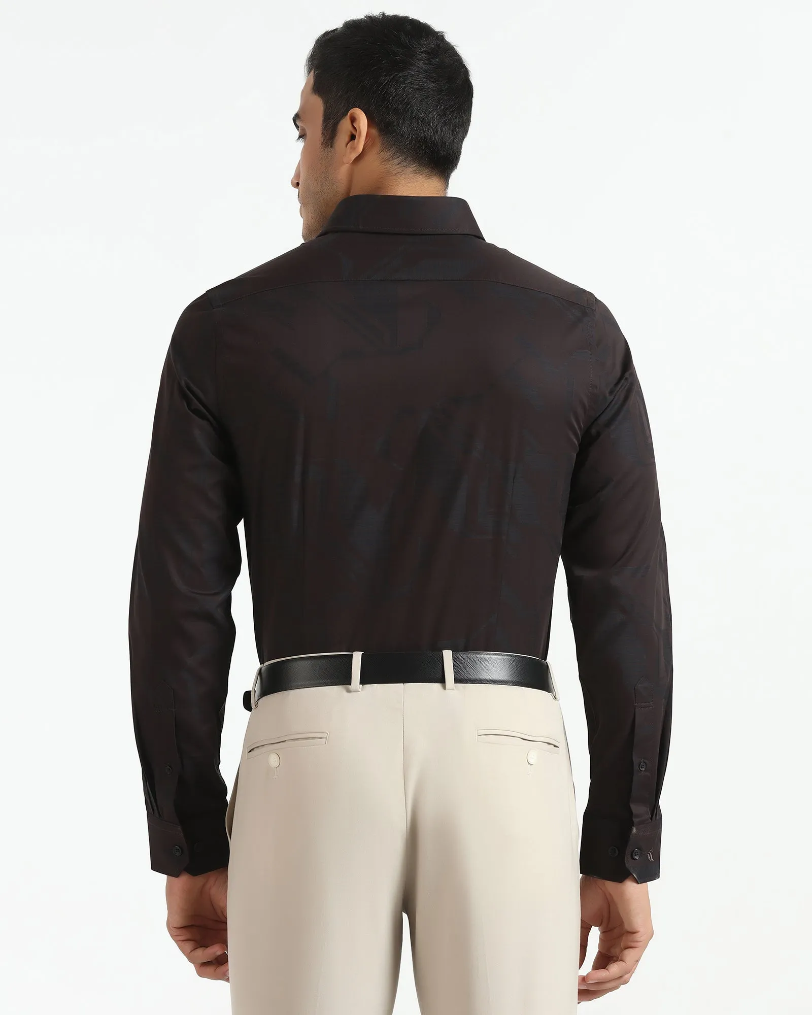 Formal Brown Jacquard Shirt - Rowan Ultra Soft Interior Seamless construction