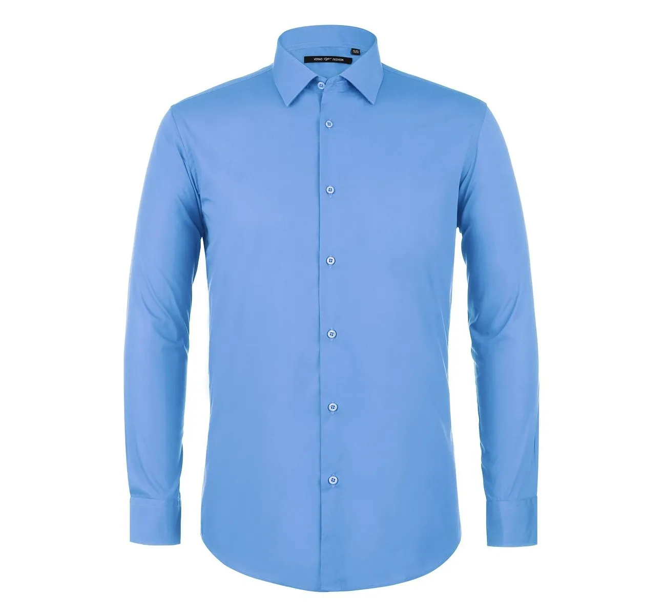 Relaxed Comfort VERNO Light Blue Classic/Regular Fit Long Sleeve Spread Collar Dress Shirt TC627
