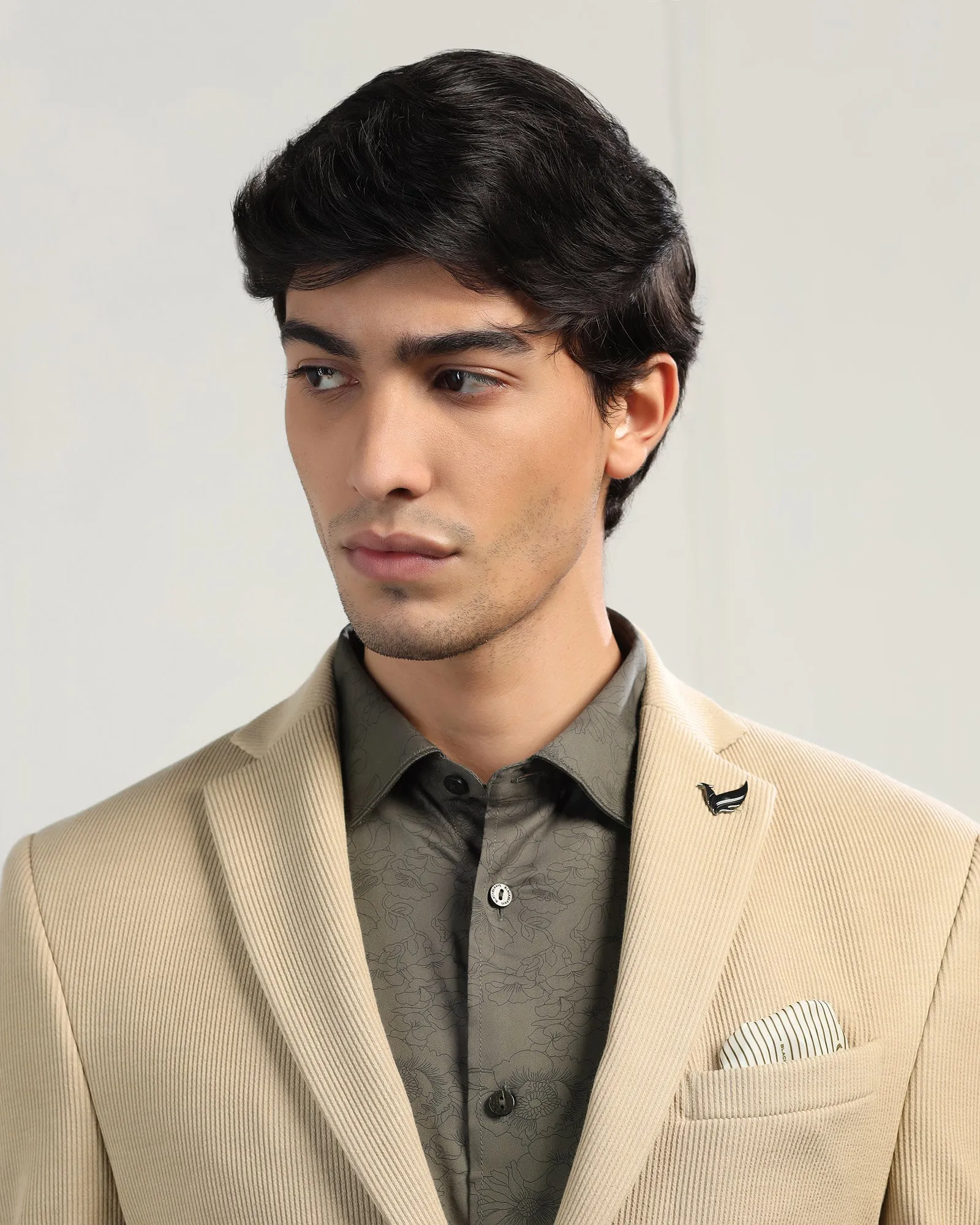 Formal Beige Stripe Blazer - Nios Multi Layer Option