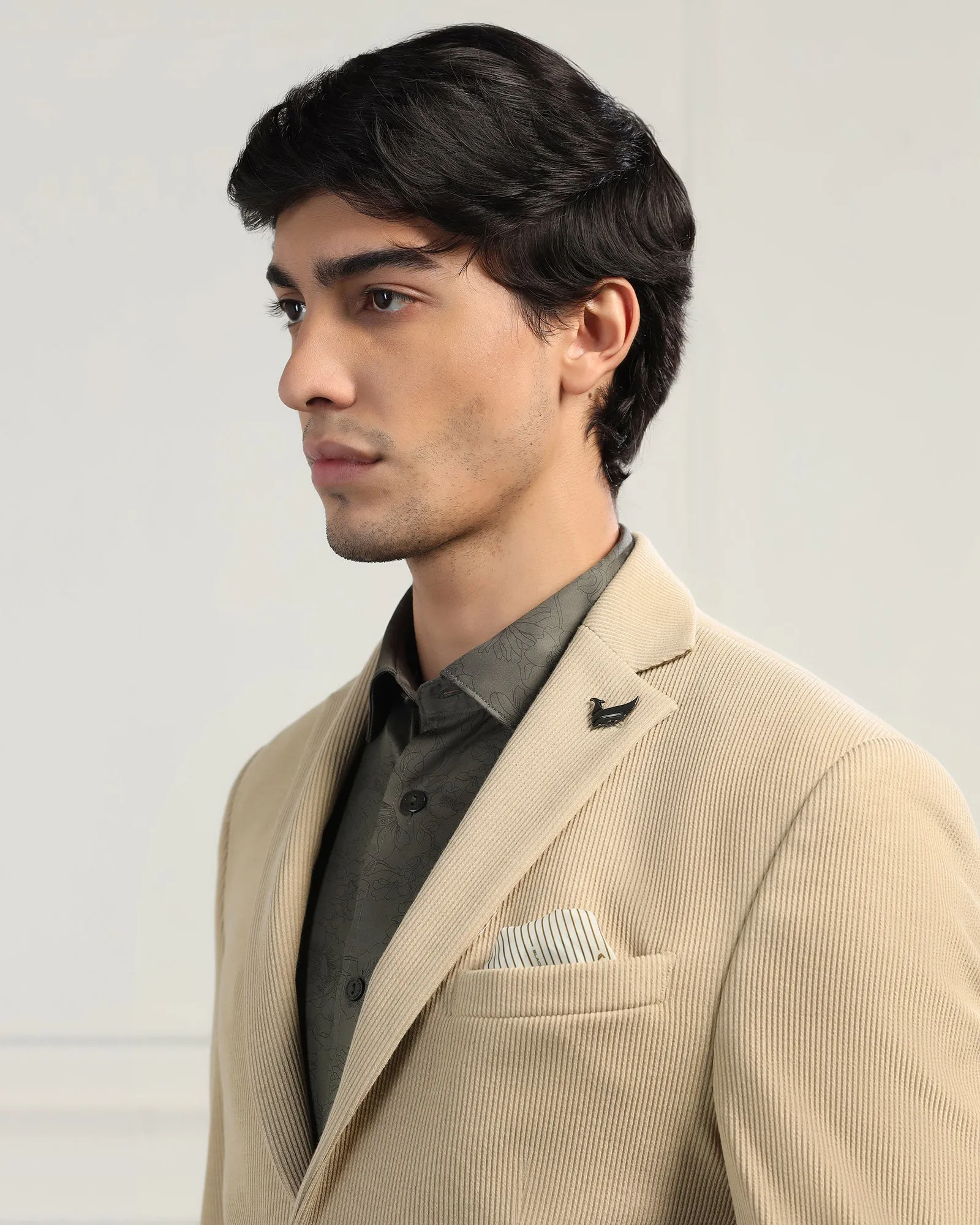 Sport Inspired Style Formal Beige Stripe Blazer - Nios