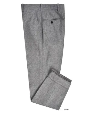Grey Wool Flannel Dress Pant High Mobility Flexible Look