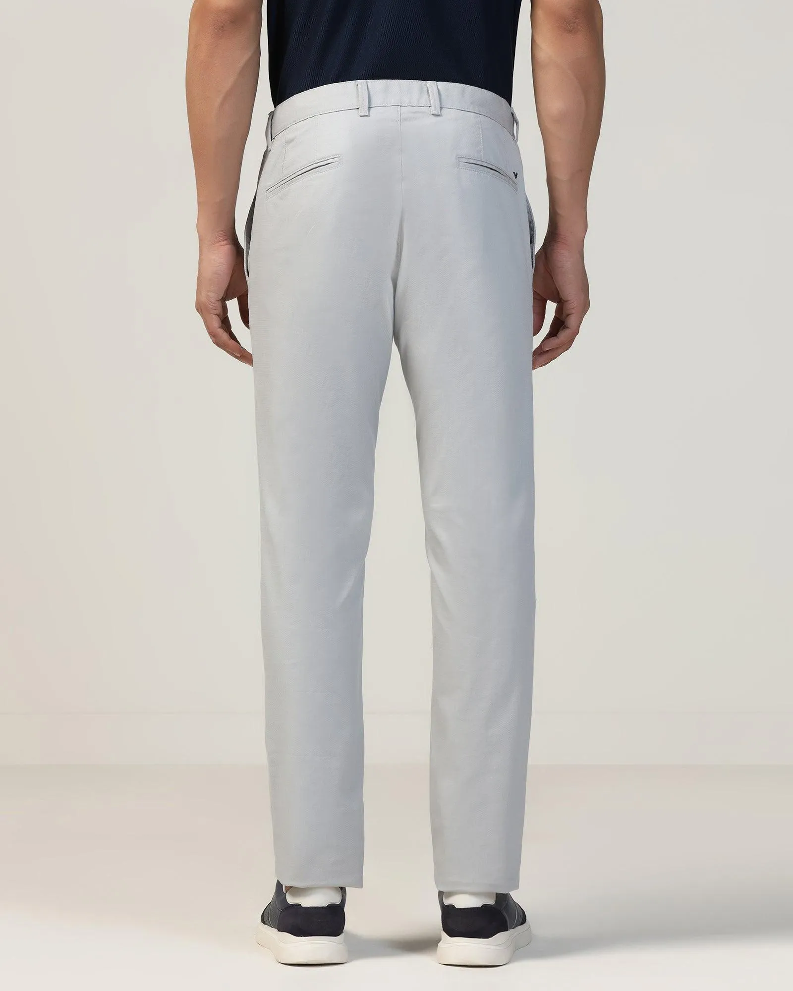 Slim Fit B-91 Casual Grey Textured Khakis - Kart Soft Support