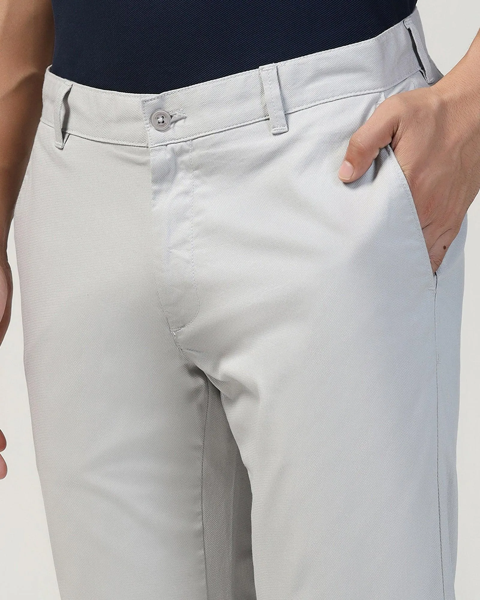 Sporty Layer Cozy Design Slim Fit B-91 Casual Grey Textured Khakis - Kart