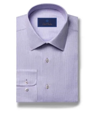 David Donahue Twill Dot Regular Fit Dress Shirt in Lilac Outerwear Companion