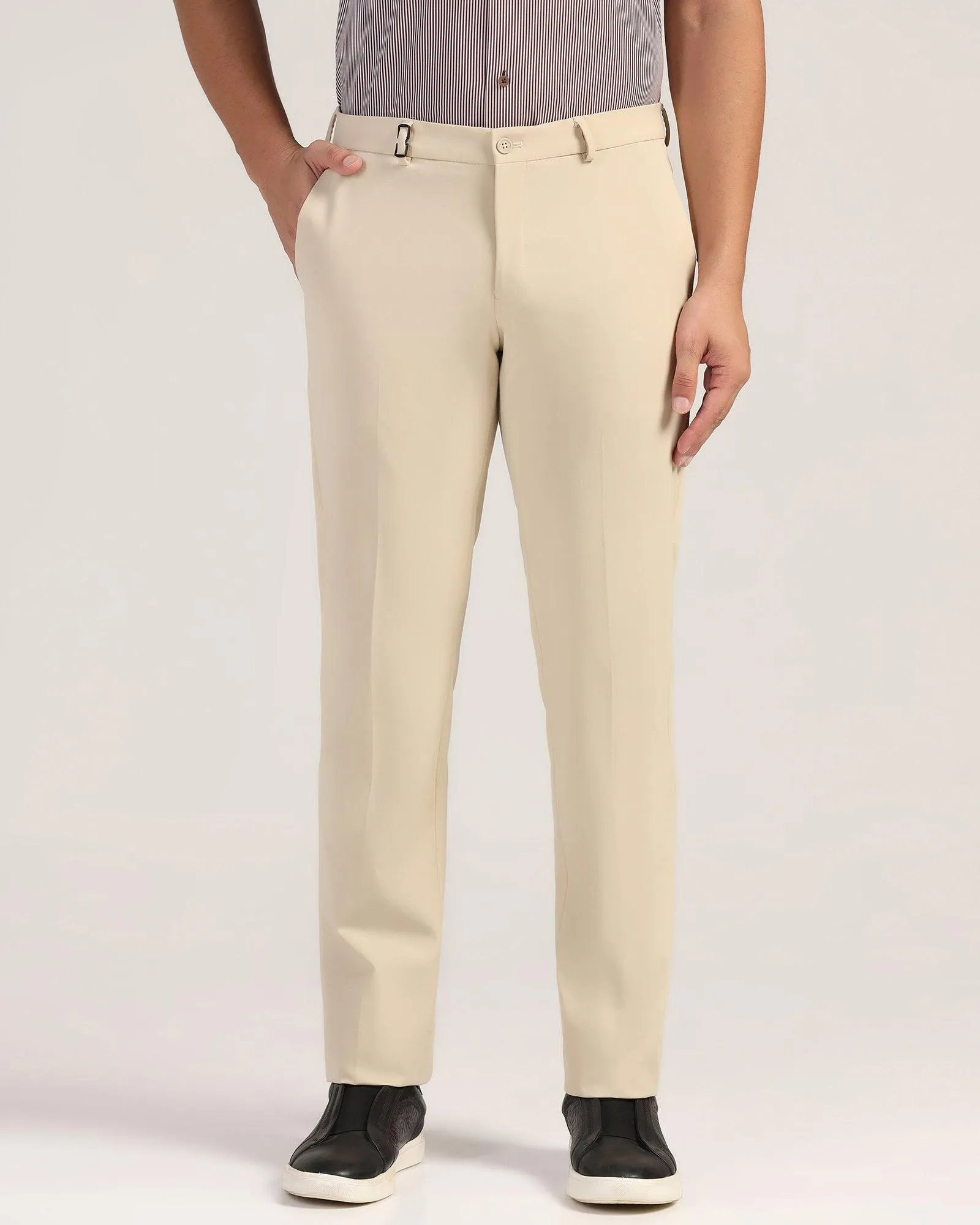 TechPro Slim Fit B-91 Formal Beige Solid Trouser - Sonet Easy Travel