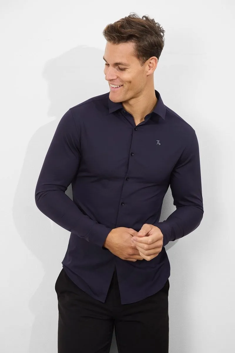 Twill Weave Bamboo Shirt in Midnight