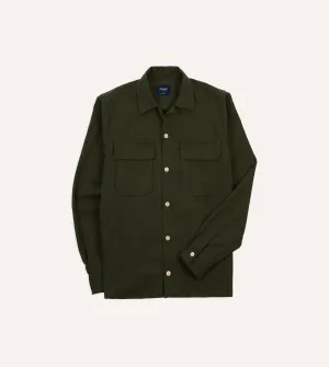 Gym Companion Coastal Vibes Dark Green Wool Two-Pocket Camp Collar Work Shirt