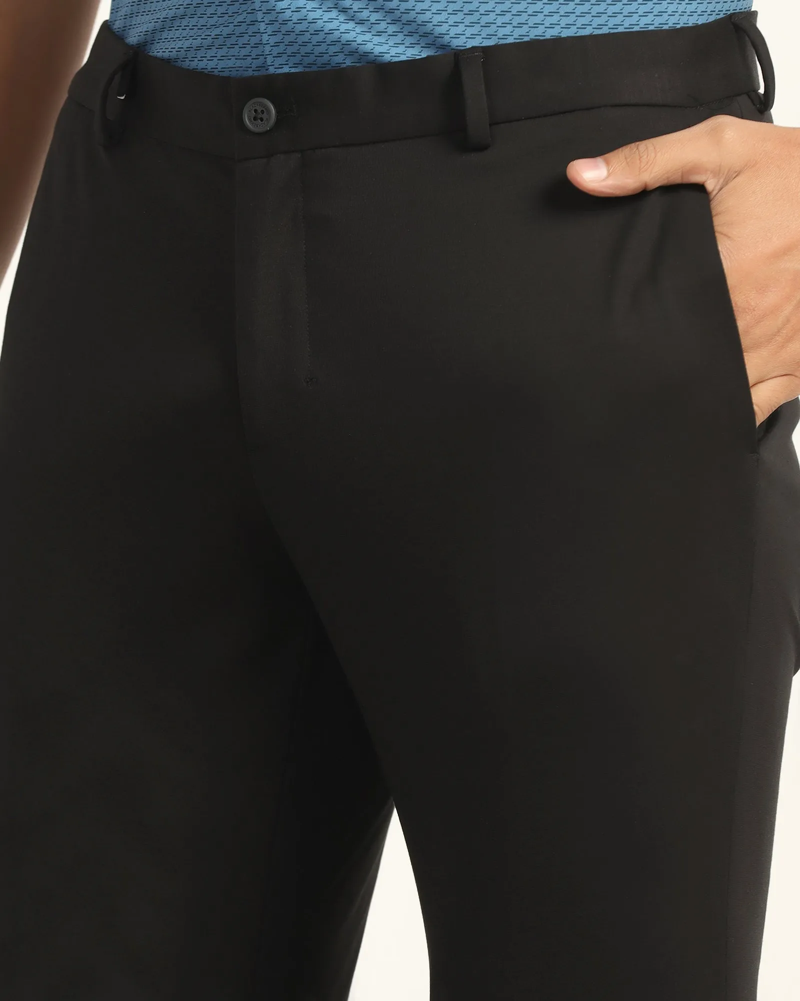 TechPro Slim Fit B-91 Formal Black Solid Trouser - Explorer Seasonless wear Stain Release Finish