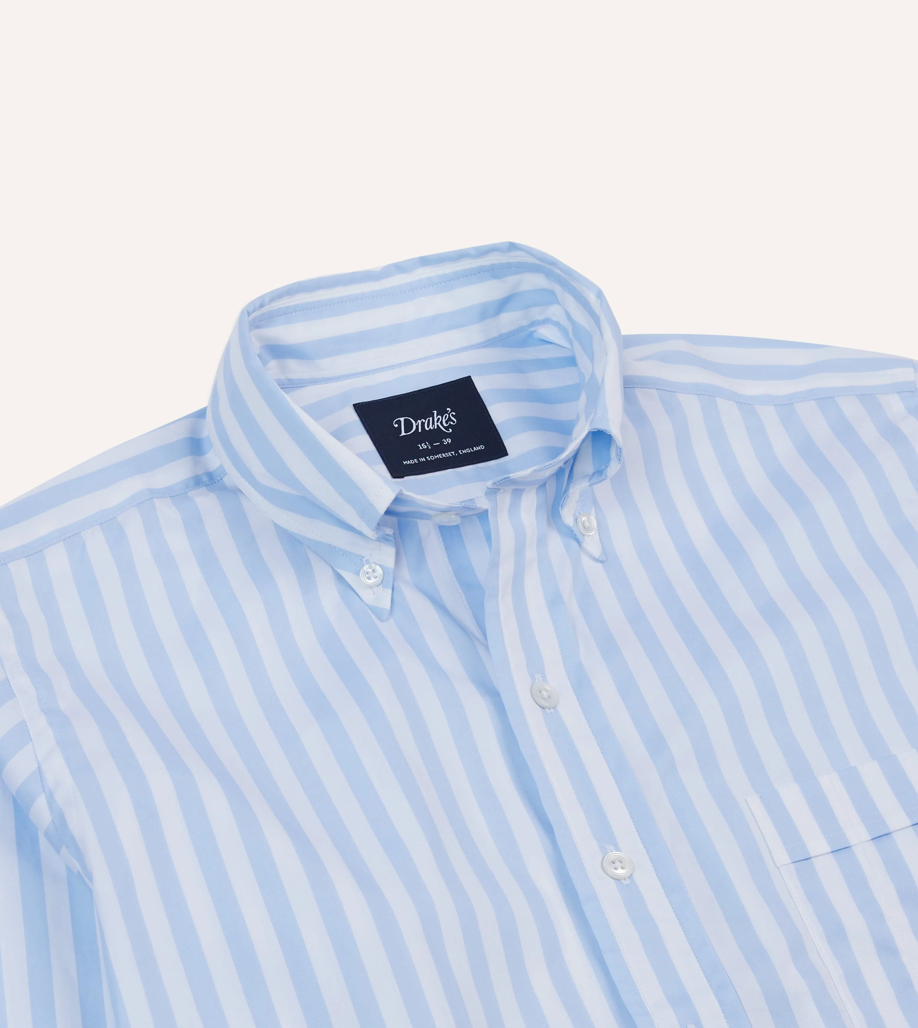 Networking Session Plus Size Blue Broad Stripe Cotton Poplin Button-Down Shirt