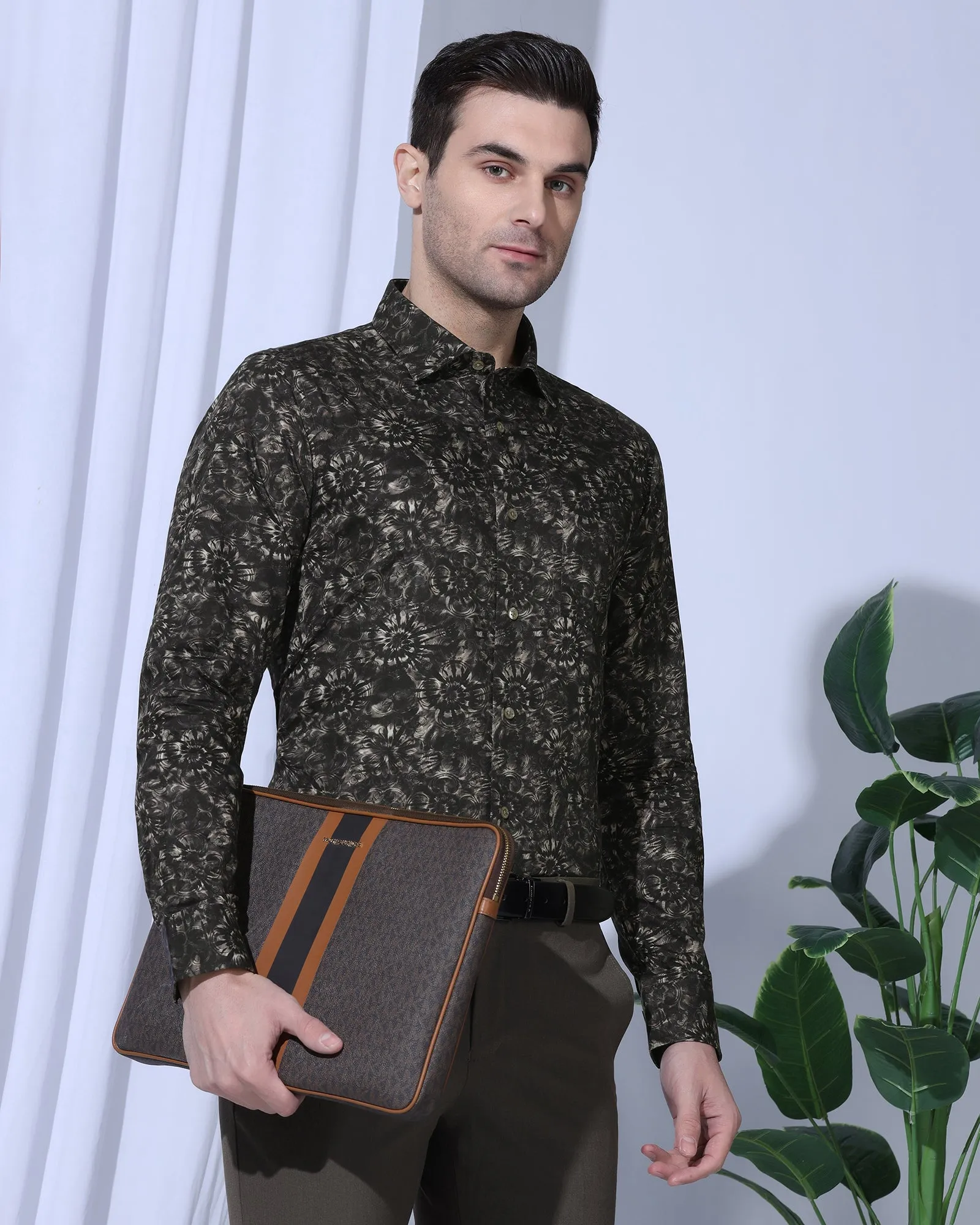 Formal Brown Printed Shirt - Wiper Personalized Touch
