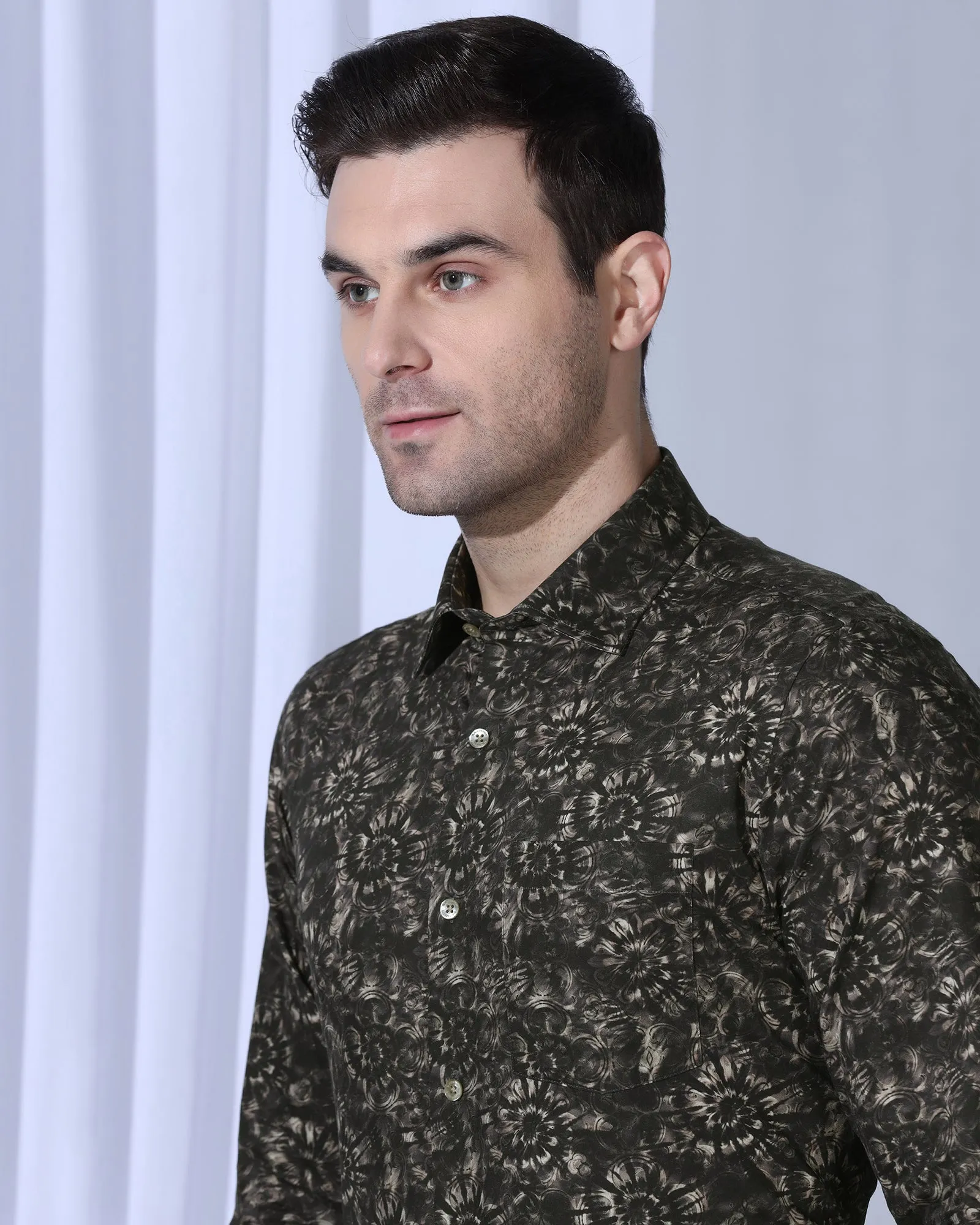 Formal Brown Printed Shirt - Wiper Vibrant color