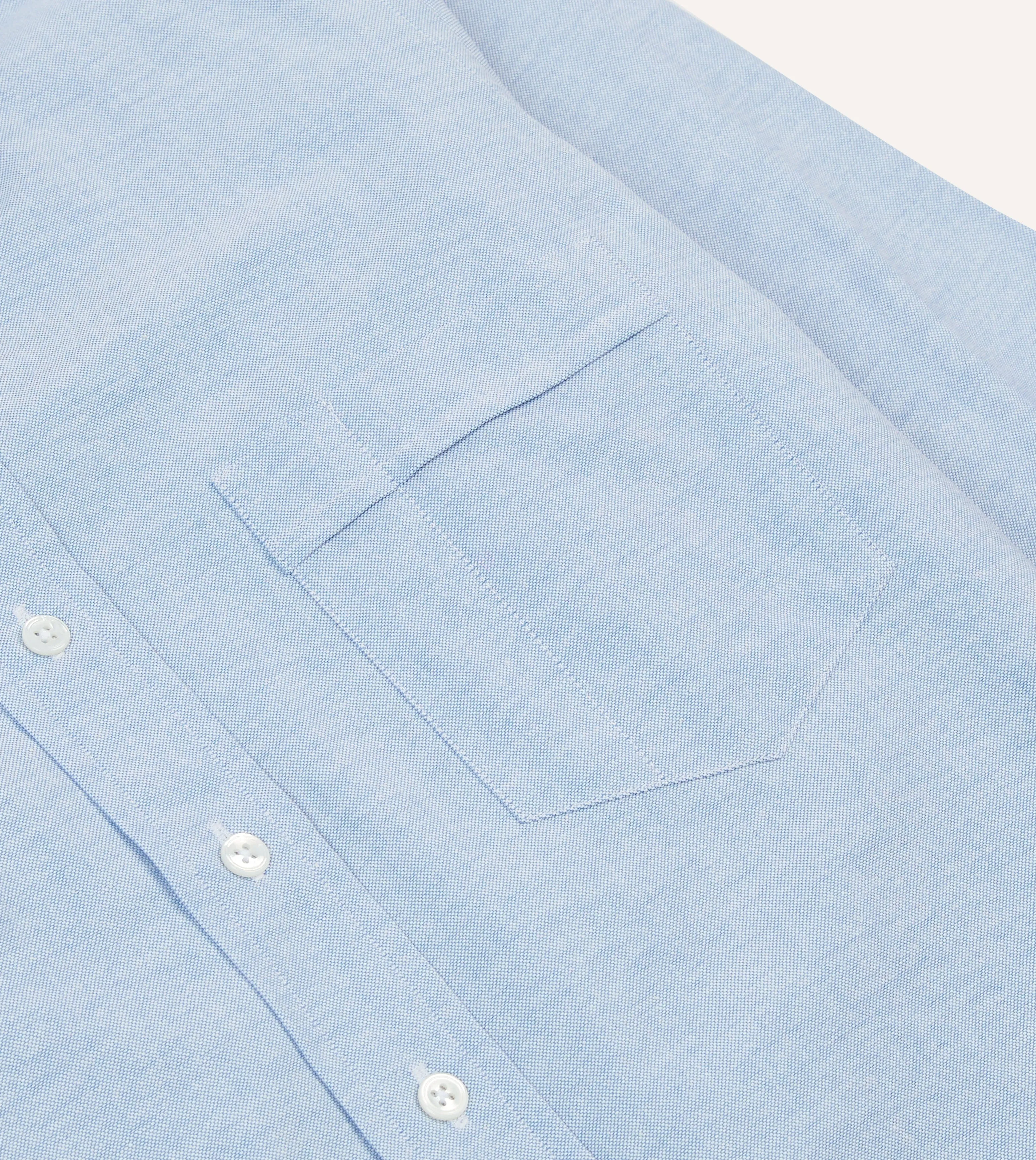 Ice Blue Cotton Oxford Cloth Button-Down Shirt Solid Hue