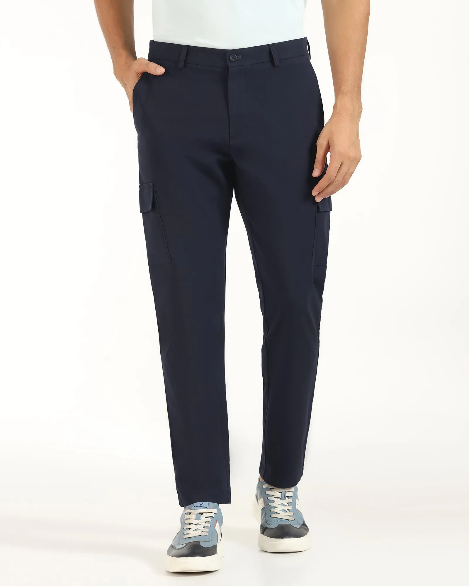 Flexible Knee Panels TearResistantPanels TechPro Sneaker Fit Casual Navy Solid Khakis - Andy