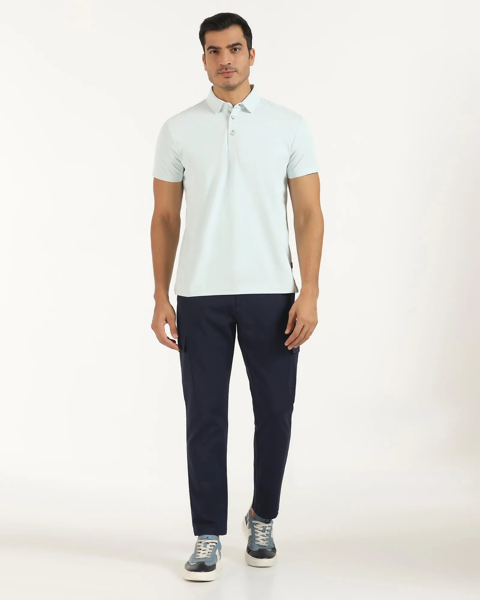 TechPro Sneaker Fit Casual Navy Solid Khakis - Andy Reflective Trim Chill Comfort Wear