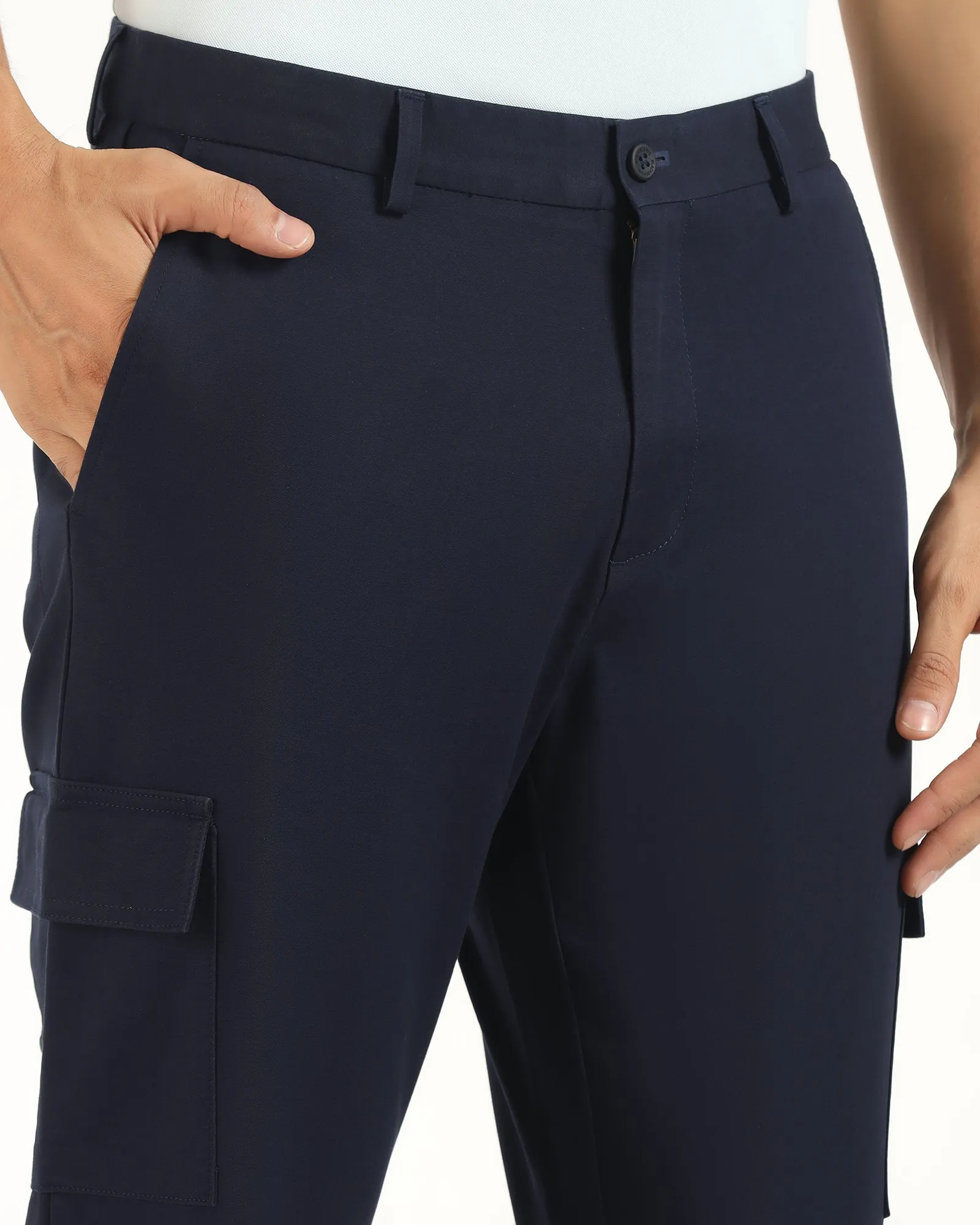 TechPro Sneaker Fit Casual Navy Solid Khakis - Andy Sweat Wicking Liner Simple Comfort