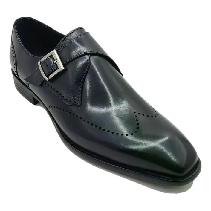Carrucci Black Single Monkstrap Wingtip Loafer Dress Shoes Occasion Mode Arch support