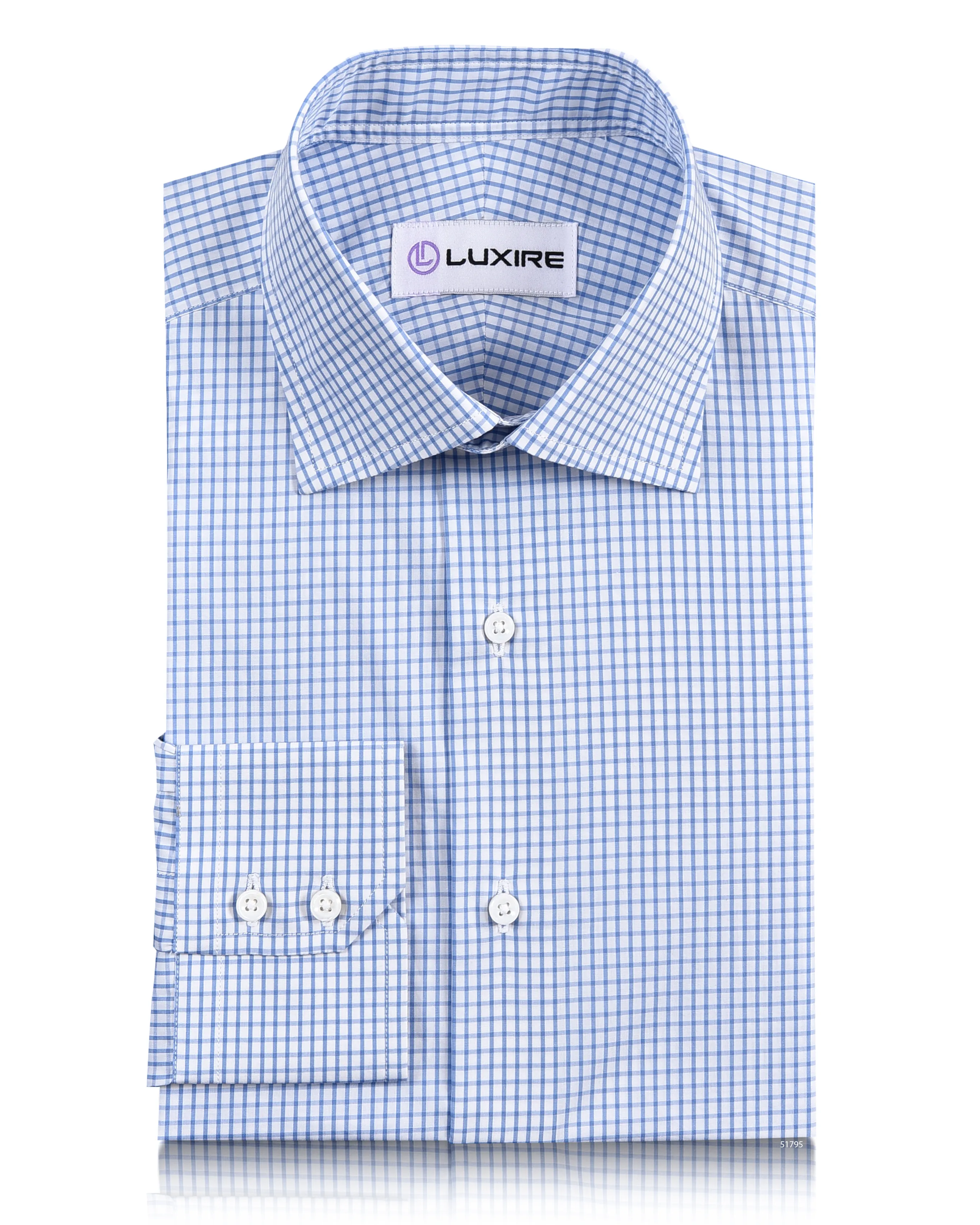 Brembana Light Blue White Graph checks Shirt Functional Pocket