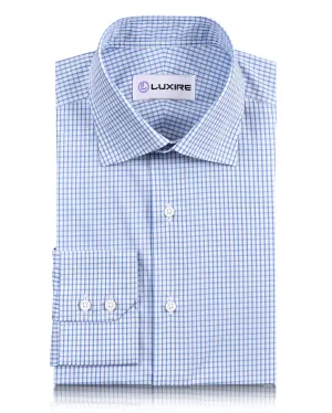 Brembana Light Blue White Graph checks Shirt Functional Pocket