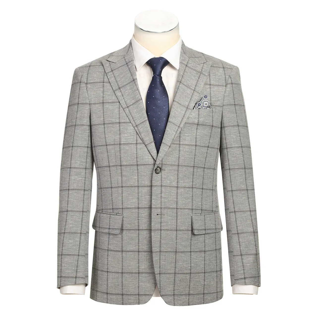 Packable Feature Alessandro Vitello by Renoir New Slim Fit Blazer Gray Blue 294-44