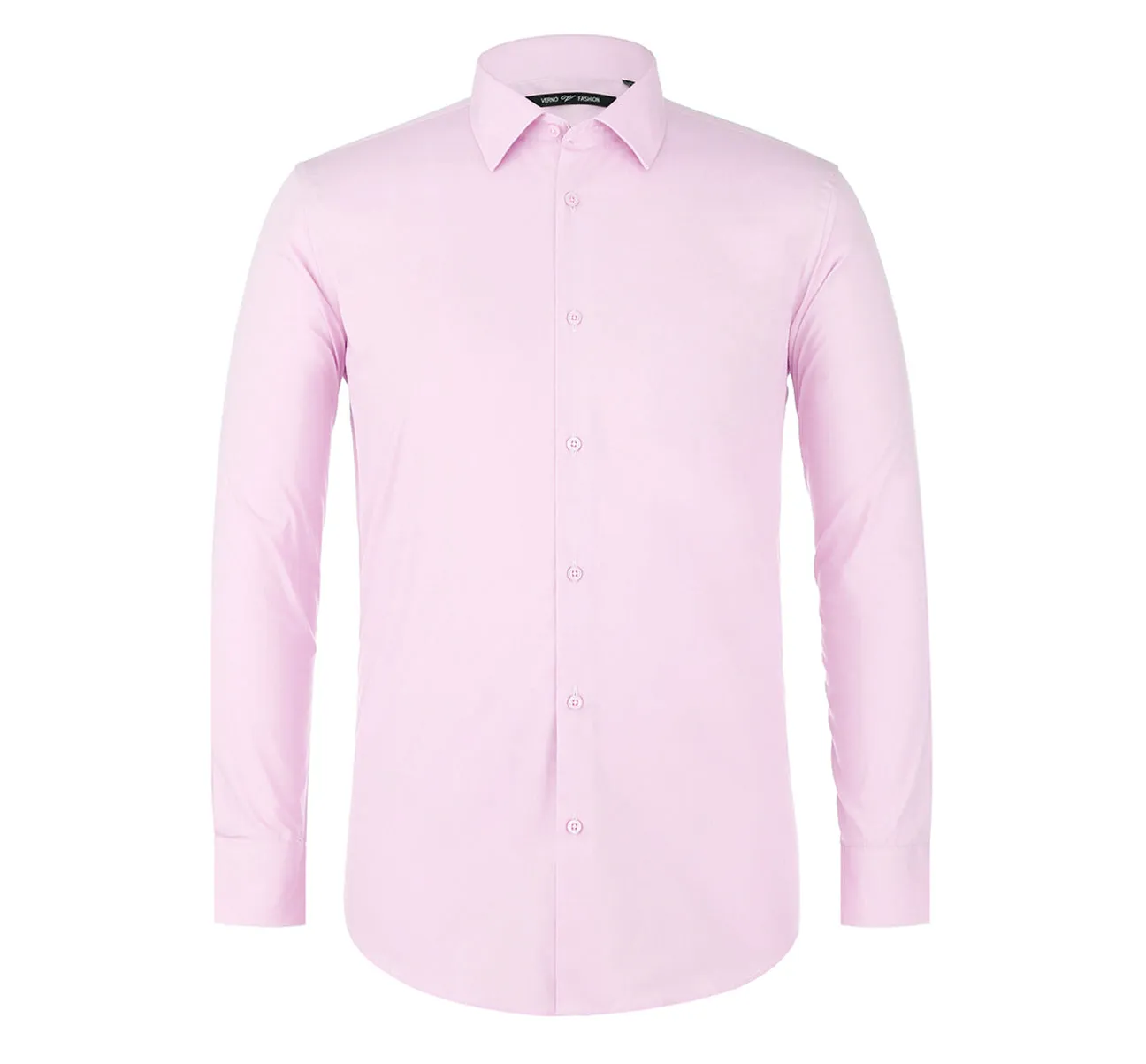 Performance Fabric VERNO Light Pink Classic Fit Long Sleeve Travel Easy-Care Cotton Dress Shirt CS0222