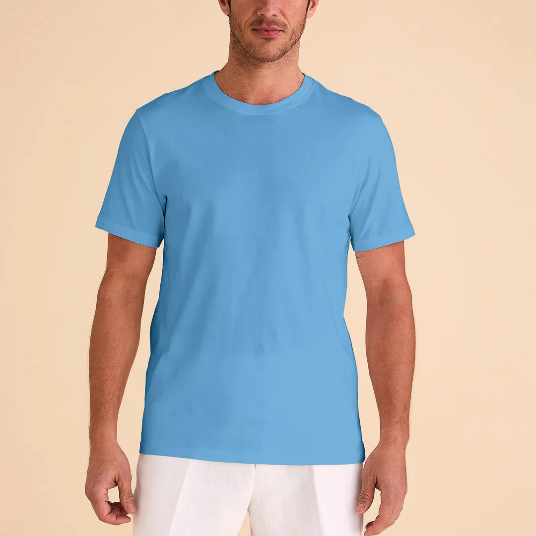 MultiPocket Design Ergonomic Pattern Inserch Short Sleeve Pima Cotton T-Shirt T301-00183 Blue Mist