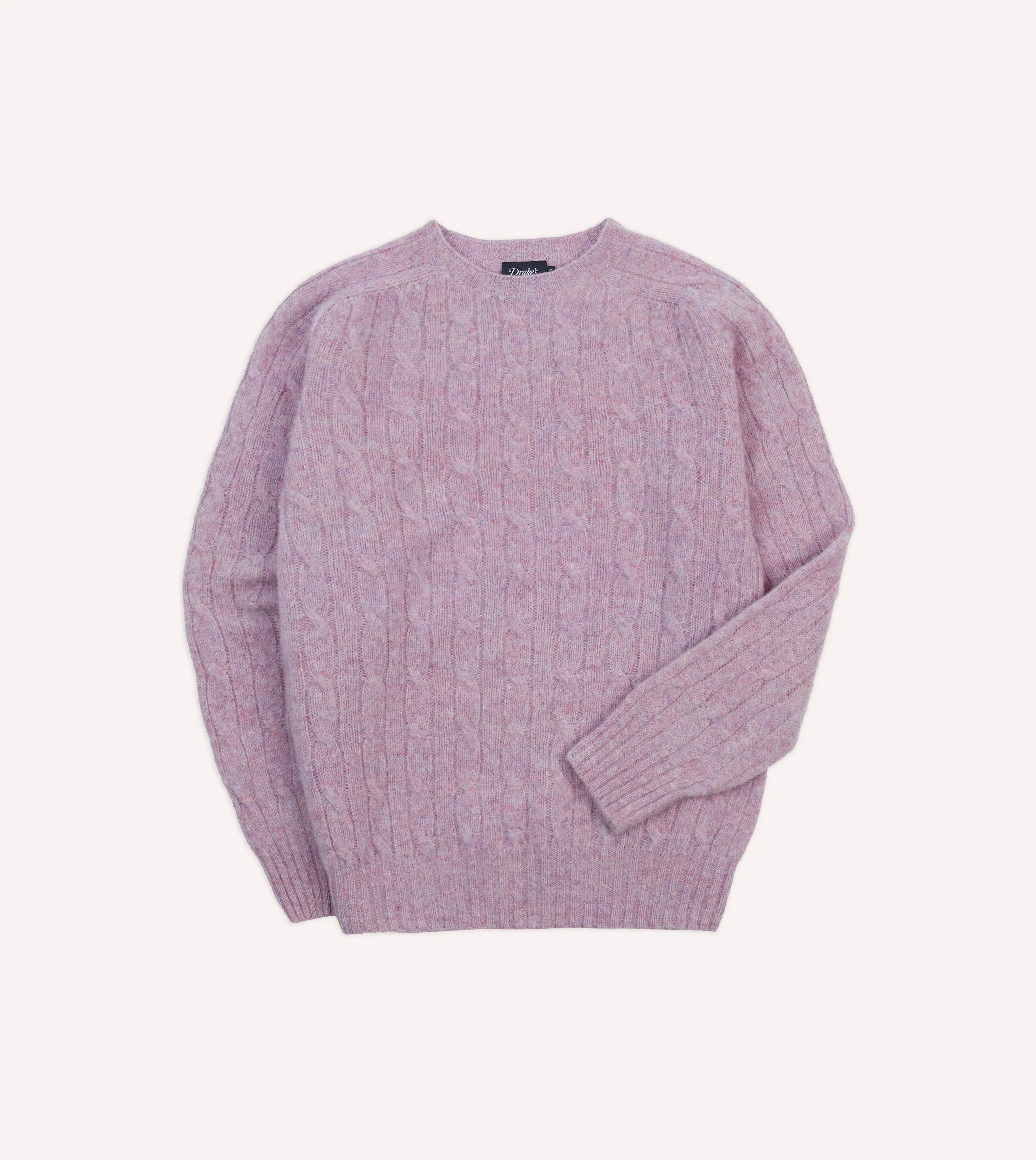 Lilac Brushed Cable Knit Shetland Crew Neck Jumper Classic Look