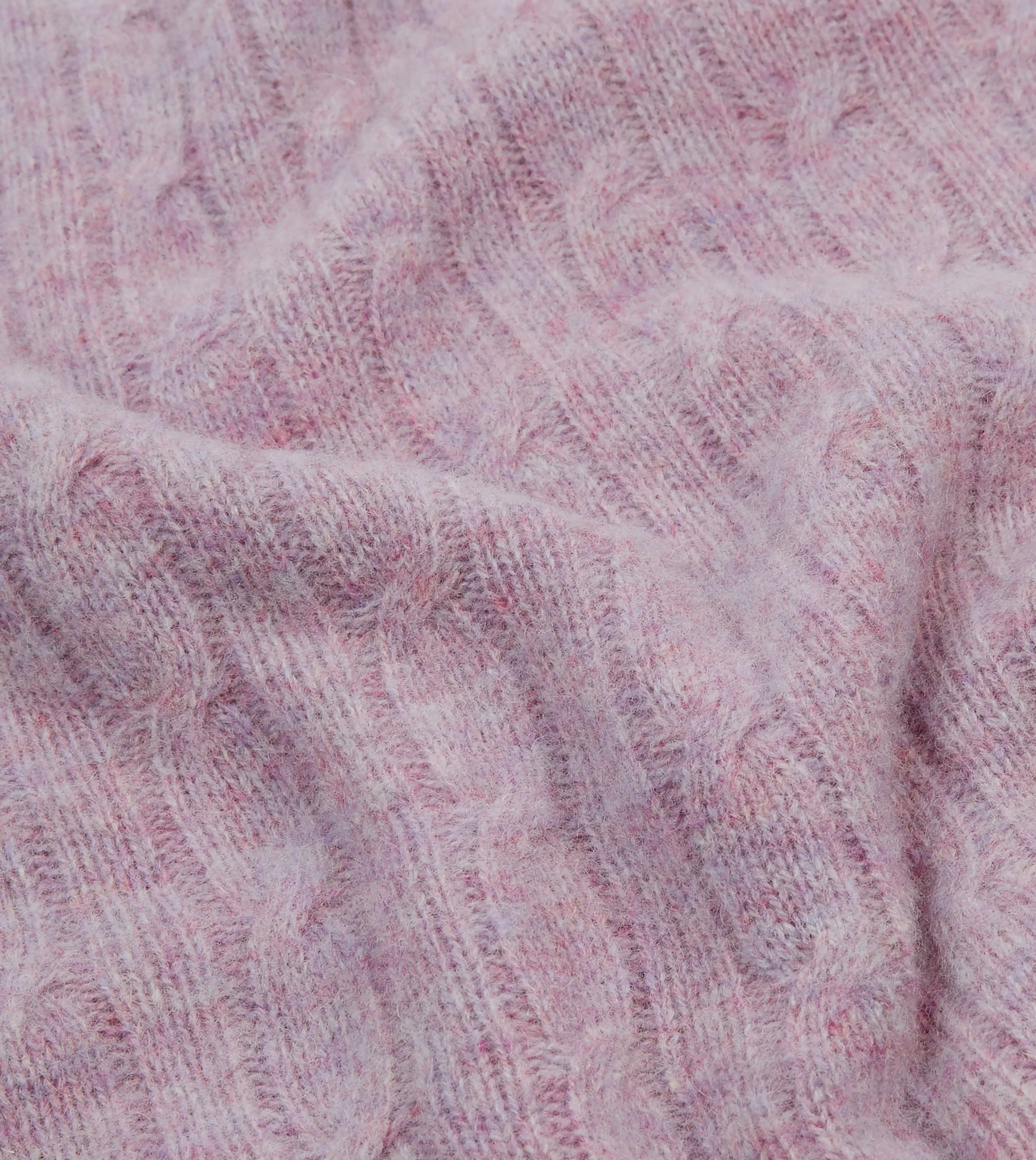 Quiet Core Lilac Brushed Cable Knit Shetland Crew Neck Jumper