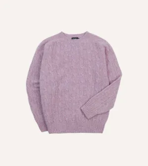Lilac Brushed Cable Knit Shetland Crew Neck Jumper Classic Look